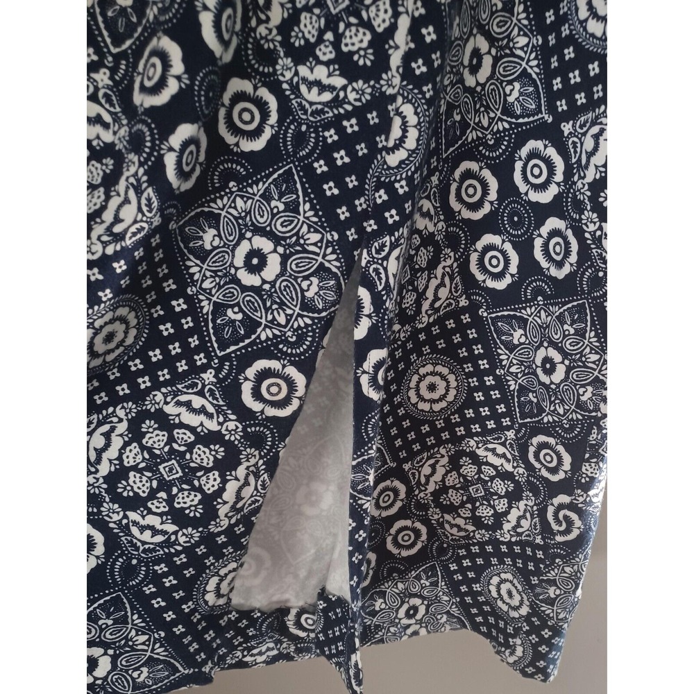 Talbots Petite Blue Geometric Patterned Flowered … - image 3